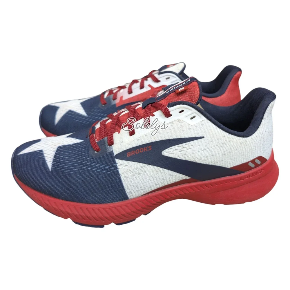 Brooks Launch 8 Texas Star Flag Red White and Blue Running Sneaker Womens 10 - Picture 3 of 12